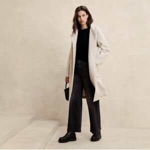 Banana Republic Women's Mid-Length Twill Coat- Size Large- Beige/Gray